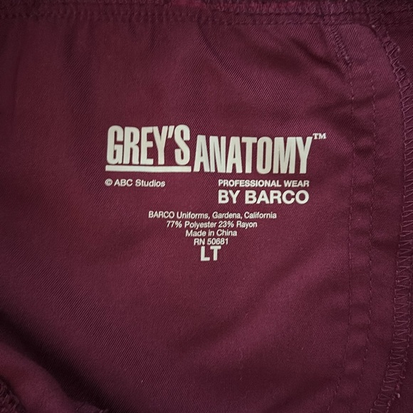 Grey’s Anatomy Scrub Pants- Large/Tall- Wine - Picture 4 of 6